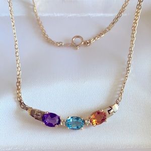 Gold Multi Gem Necklace
